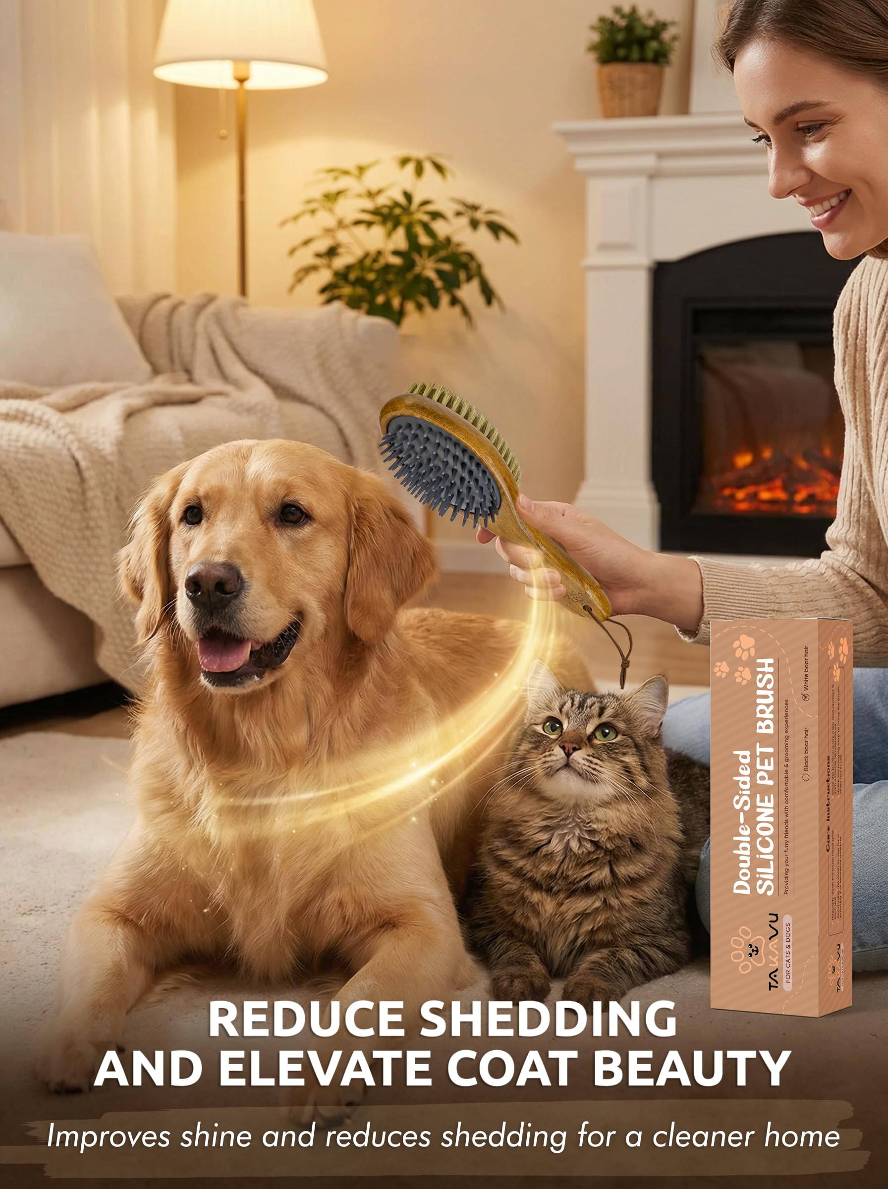 TAKAVU skin-friendly grooming tool emphasizes safe brushing with no sharp edges