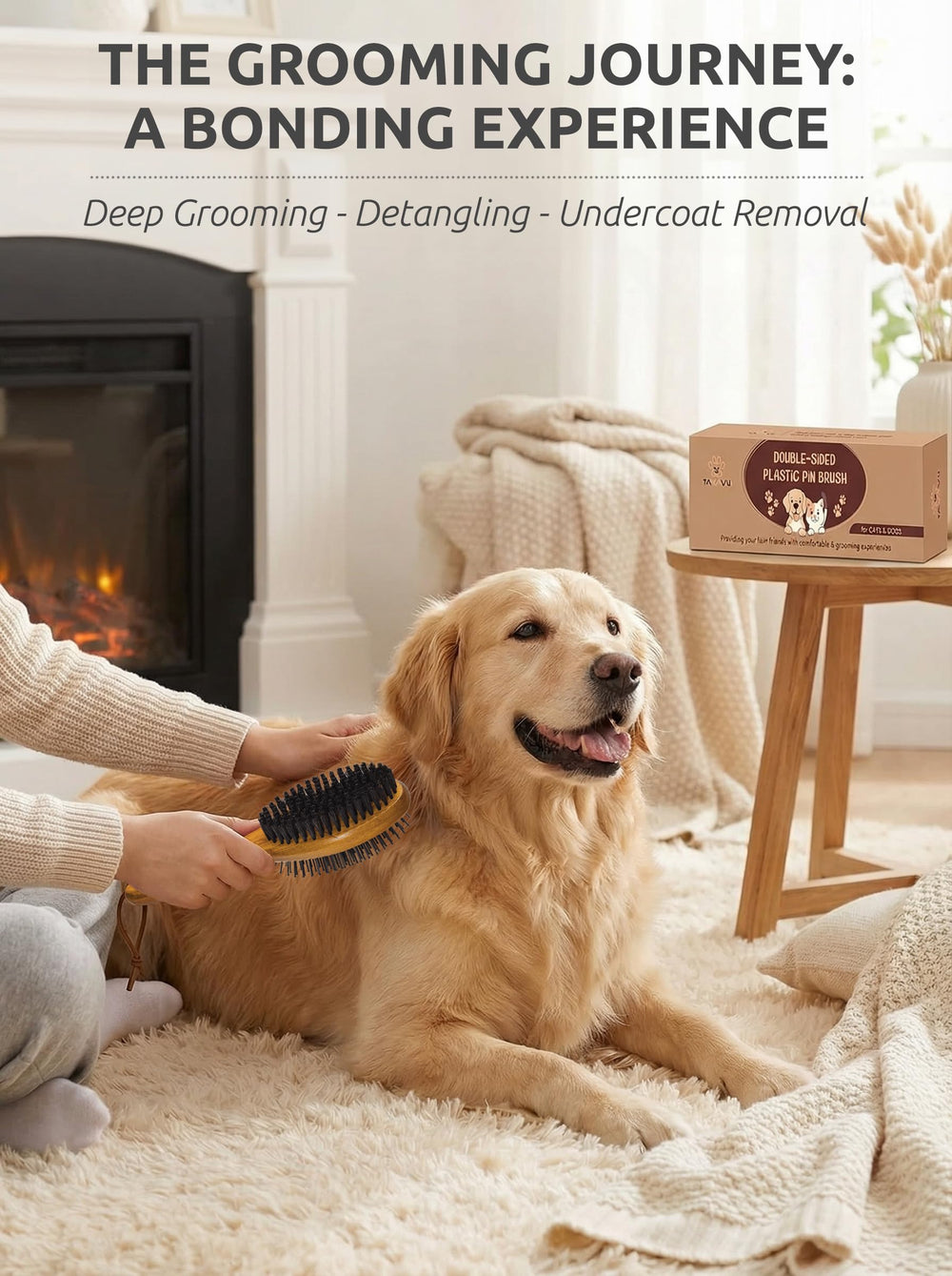 TAKAVU wooden ergonomic handle supports comfortable grooming sessions.