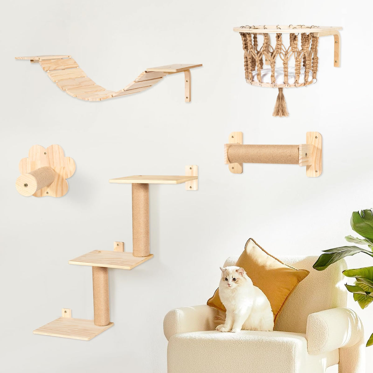 TAKEKIT cat wall step provides an elevated lookout for indoor cats.