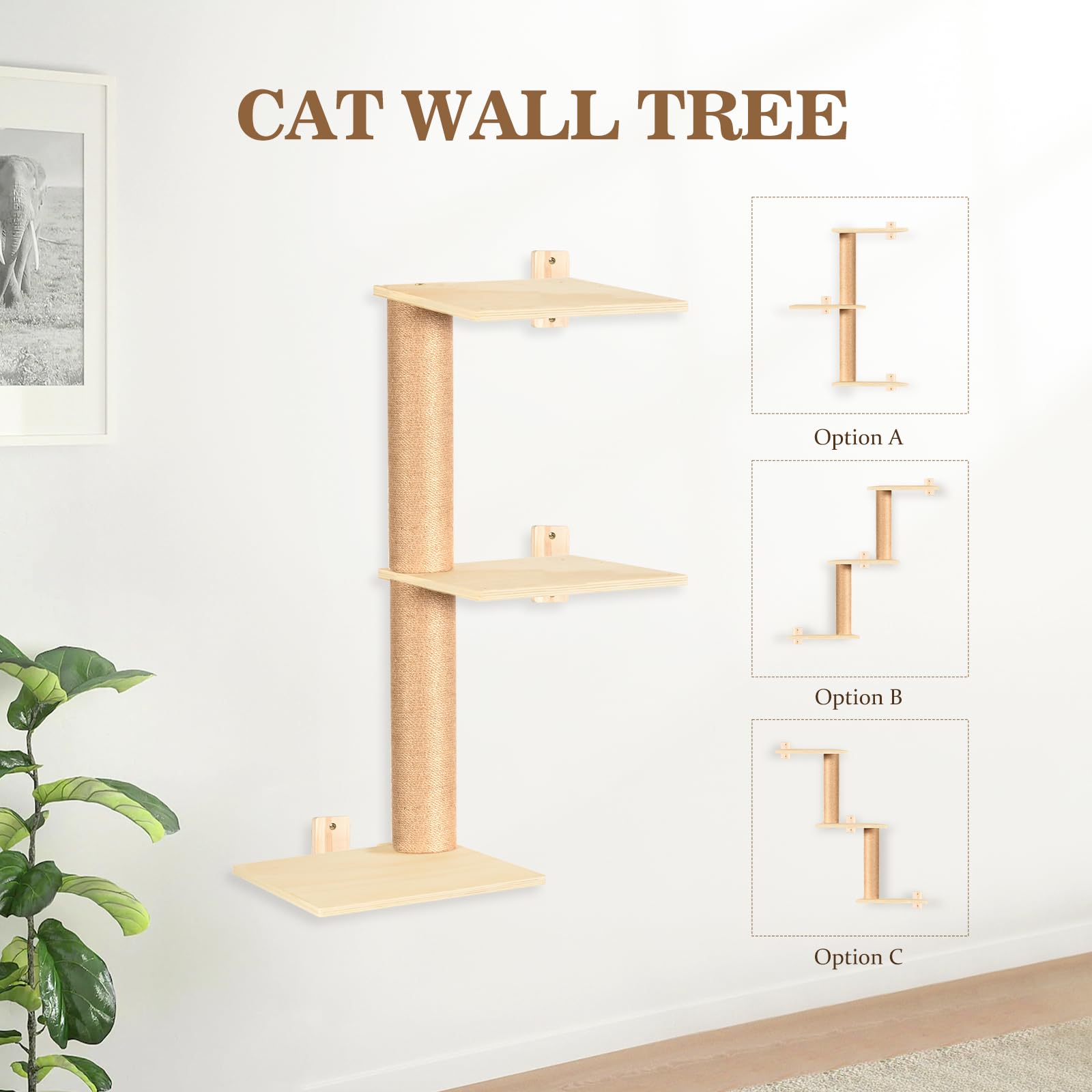 TAKEKIT 3-tier cat wall tree motivates climbing and exploration.