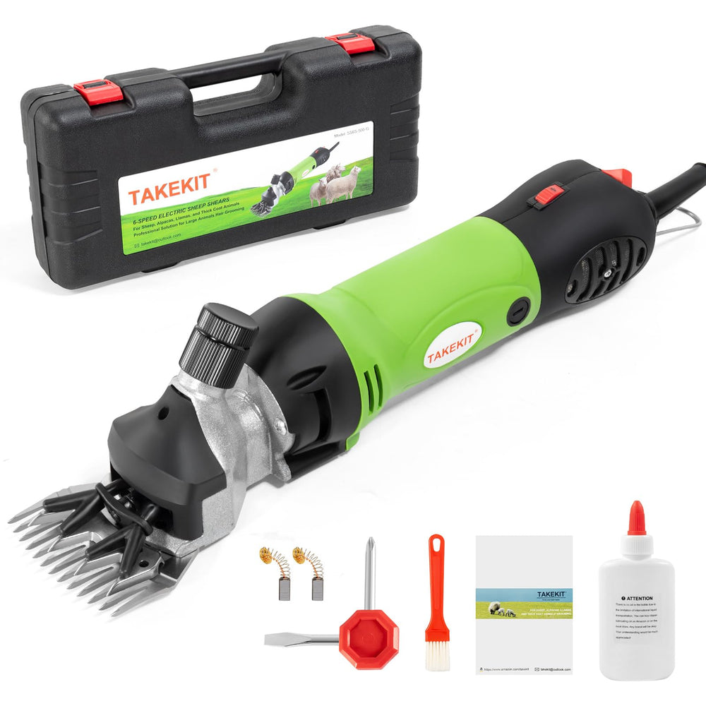 TAKEKIT Sheep Shears 500W motor powers efficient grooming on thick coats.