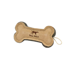 Tall Tails Leather Bone Fetch Toy 6in close-up showing sturdy build for fetch