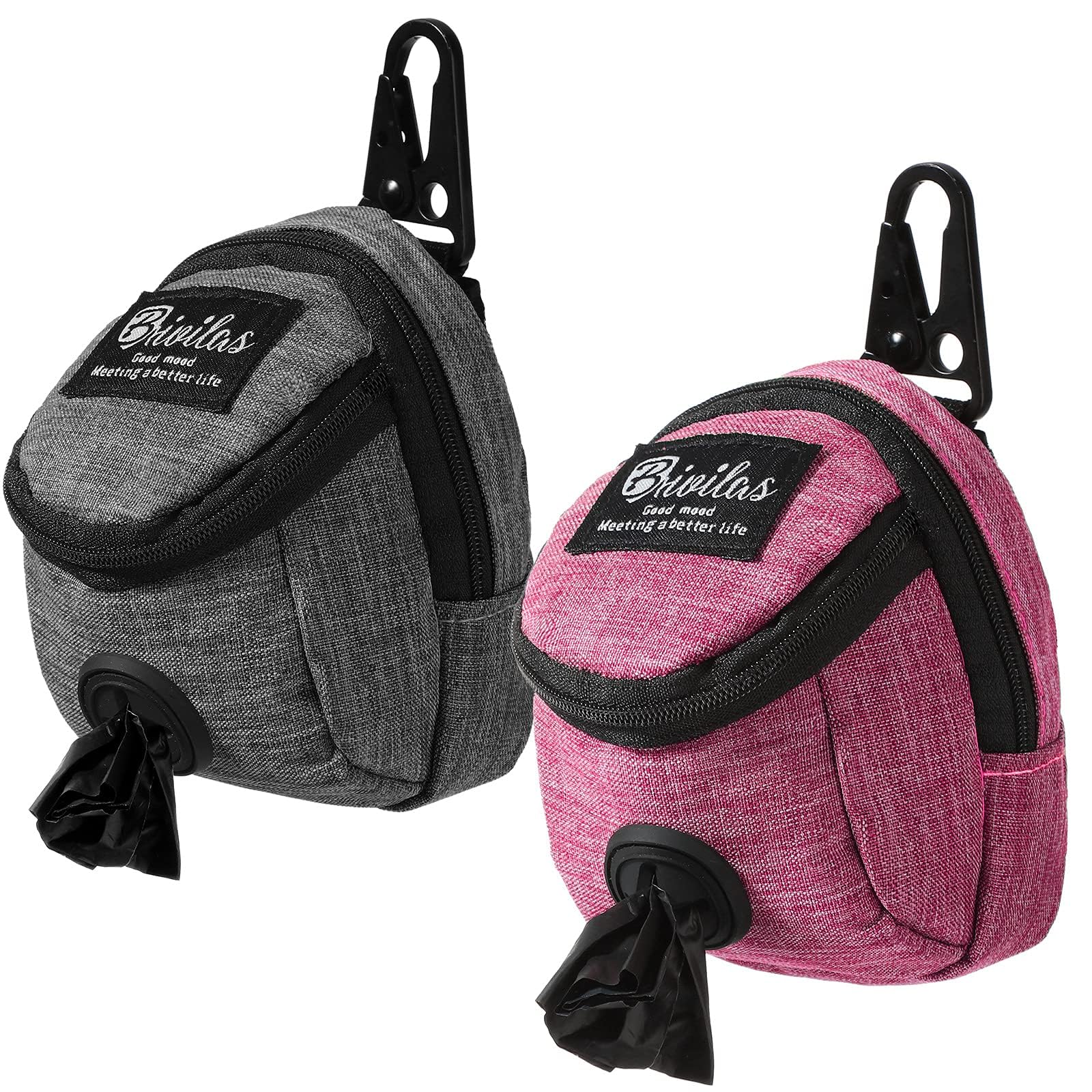 Talltalk dog treat pouch pink front view for organized walks and snacks.