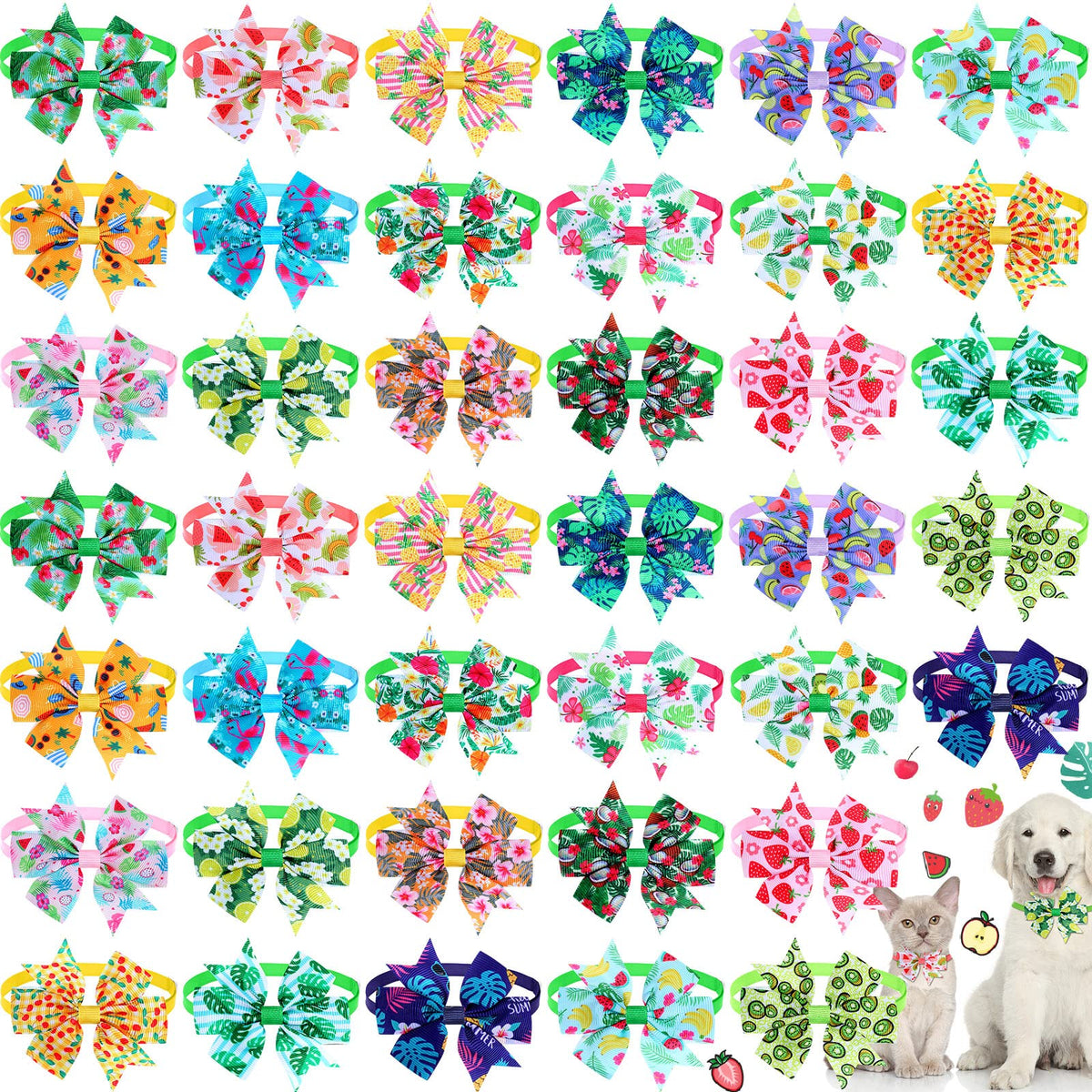 Talltalk summer bow tie with fruit pattern, ideal for pet parties