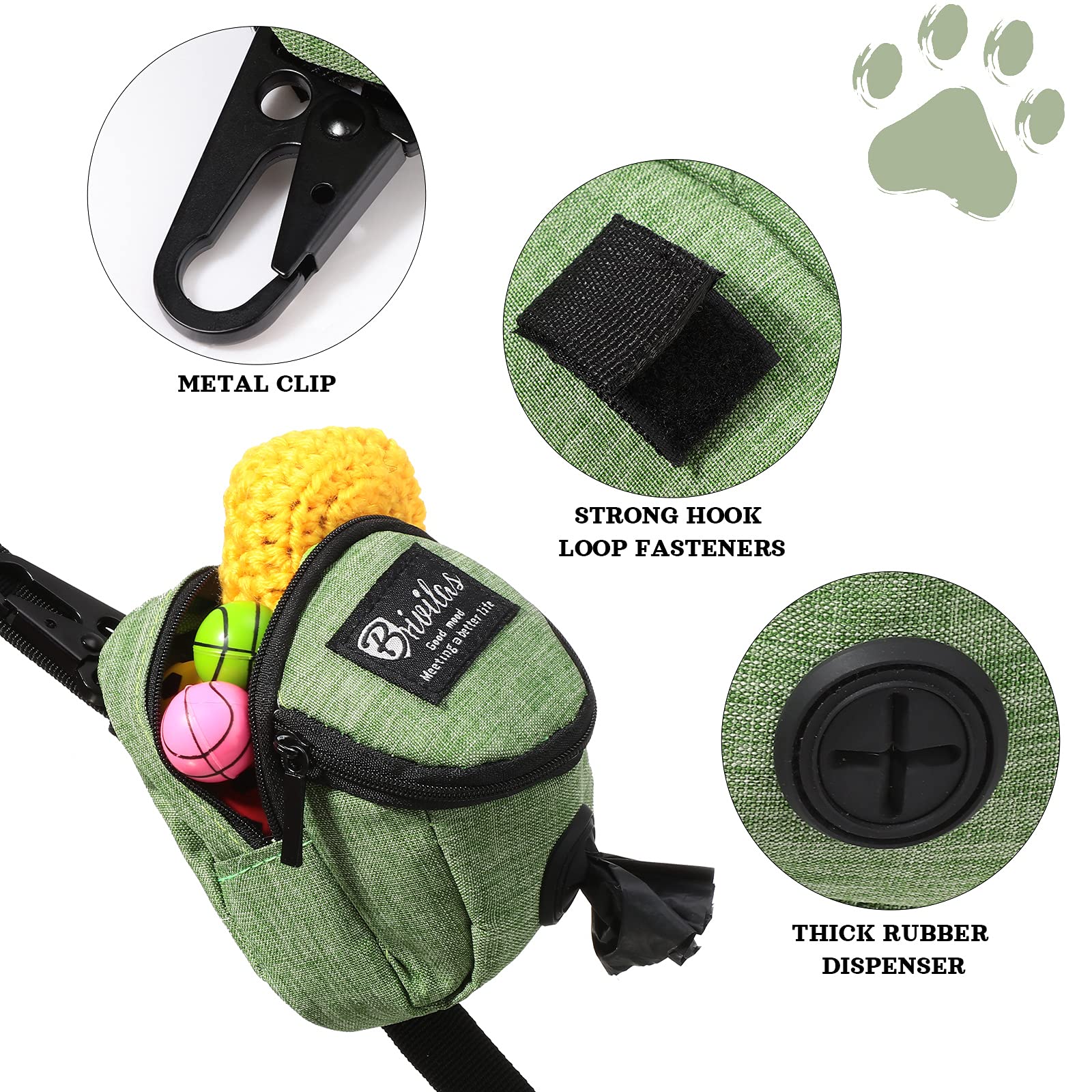 Talltalk zipper pouch with metal button keeps waste bags tidy on the go