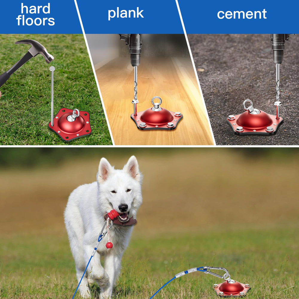 TAMABABY heavy-duty stake and cable ensure sturdy tether for outdoor use.