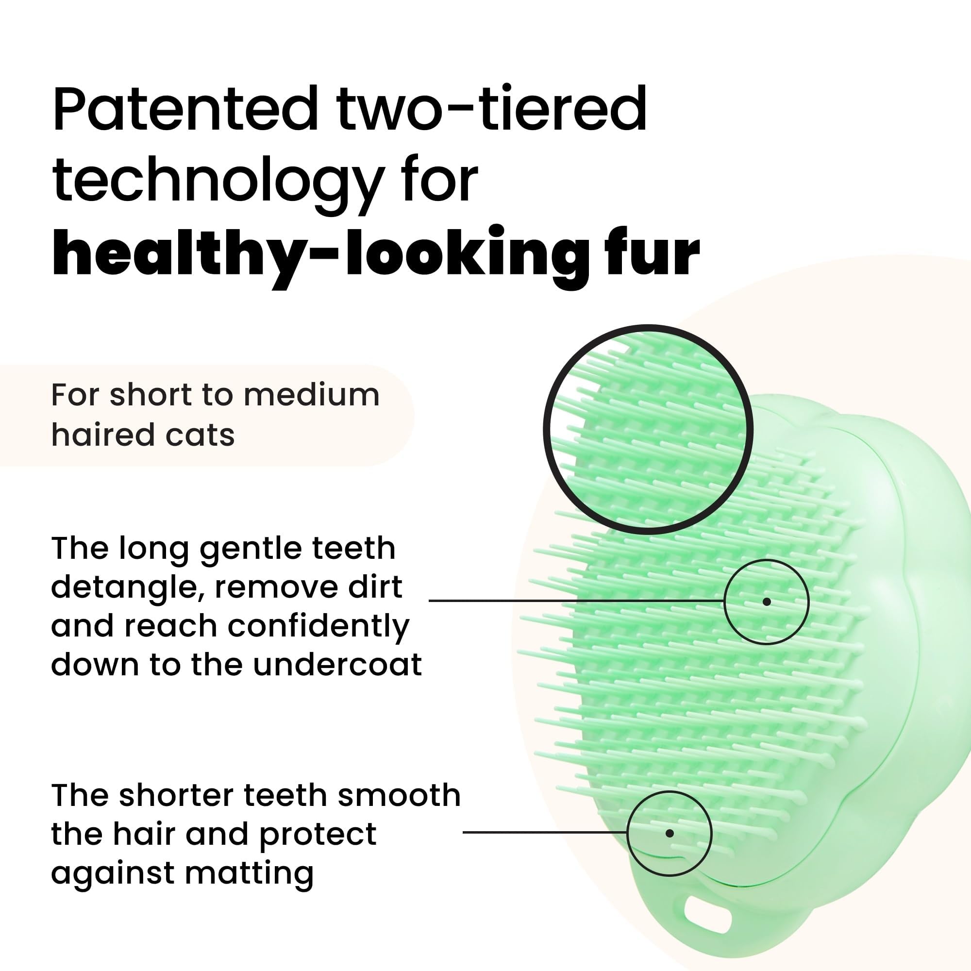 Two-tier teeth design on Tangle Teezer Cat Brush for undercoat reach
