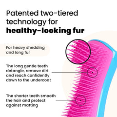 Tangle Teezer two-tier teeth technology on thick dog fur