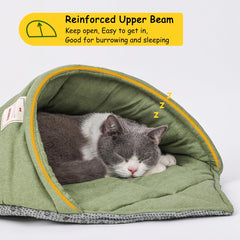 TANGN cat bed burrow interior with padded cotton for restful sleep.