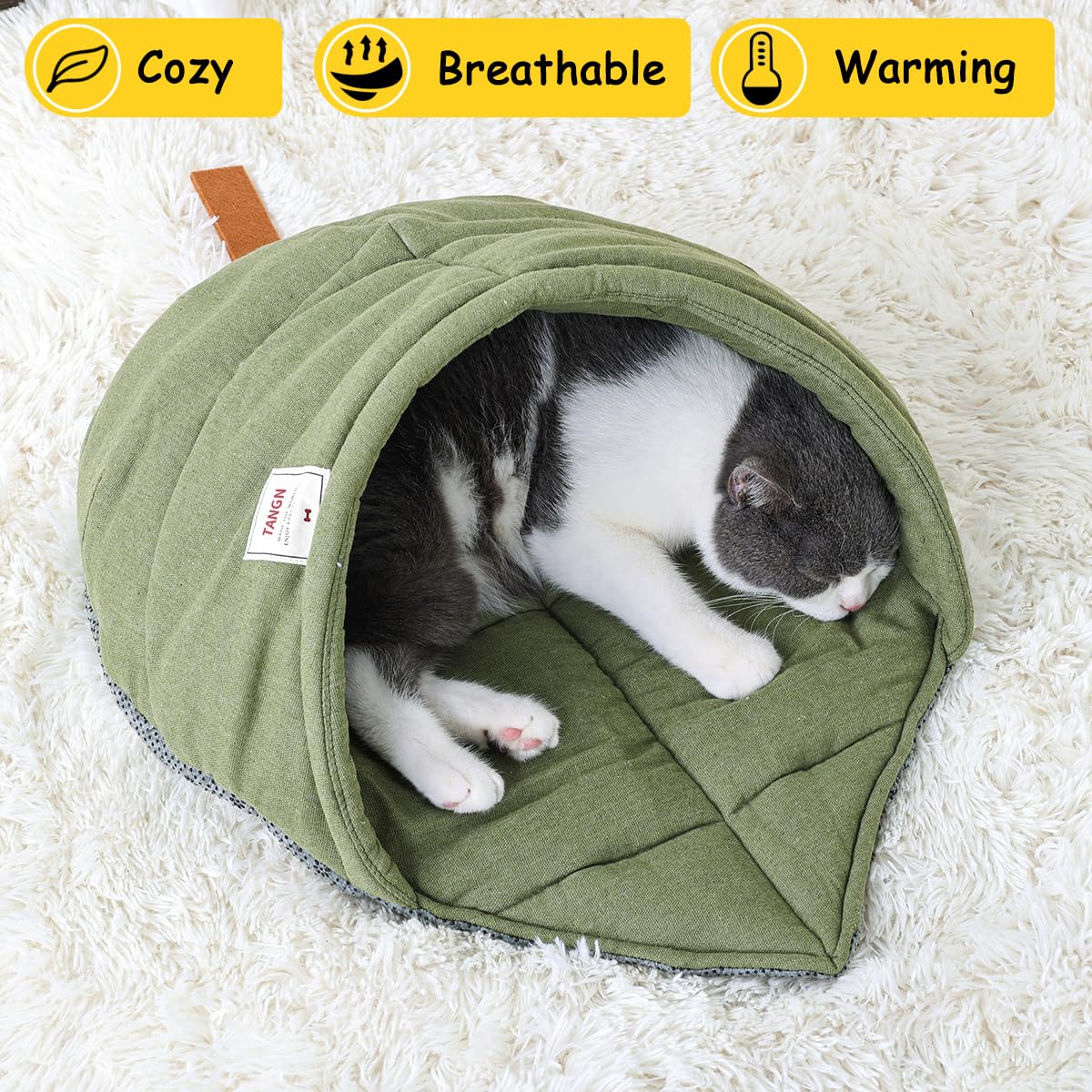 TANGN cat sleeping bag exterior linen fabric easy to wipe.