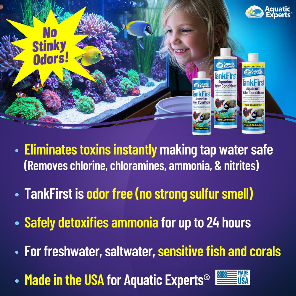 TankFirst bottle pour cap close-up demonstrates dosing for safe aquarium water.