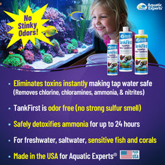 TankFirst bottle pour cap close-up demonstrates dosing for safe aquarium water.
