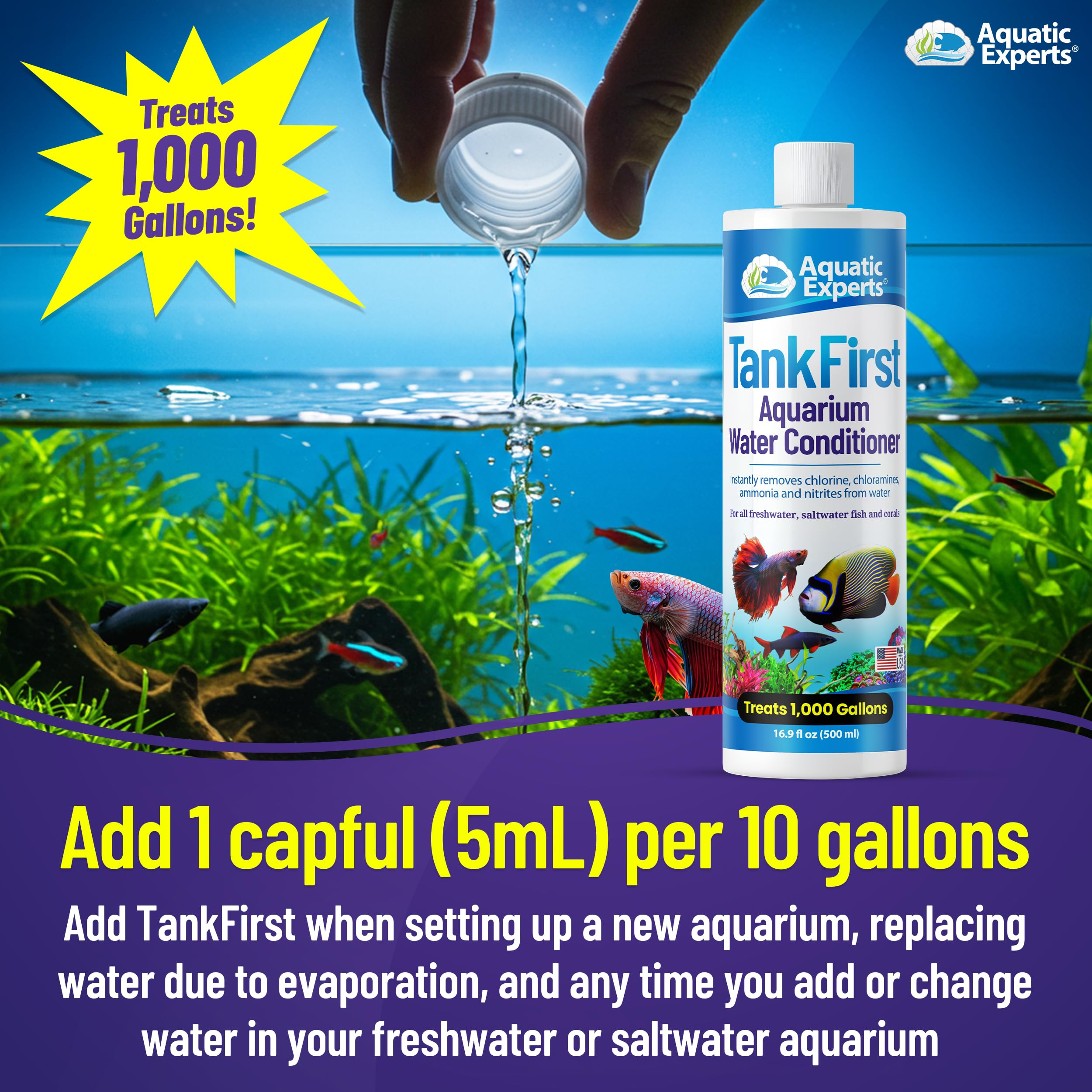 TankFirst odor-free formula label close-up highlights natural additives for pleasant maintenance.