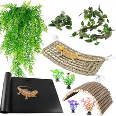 TankMatDecor bearded dragon hammock provides a cozy resting spot and habitat enrichment.