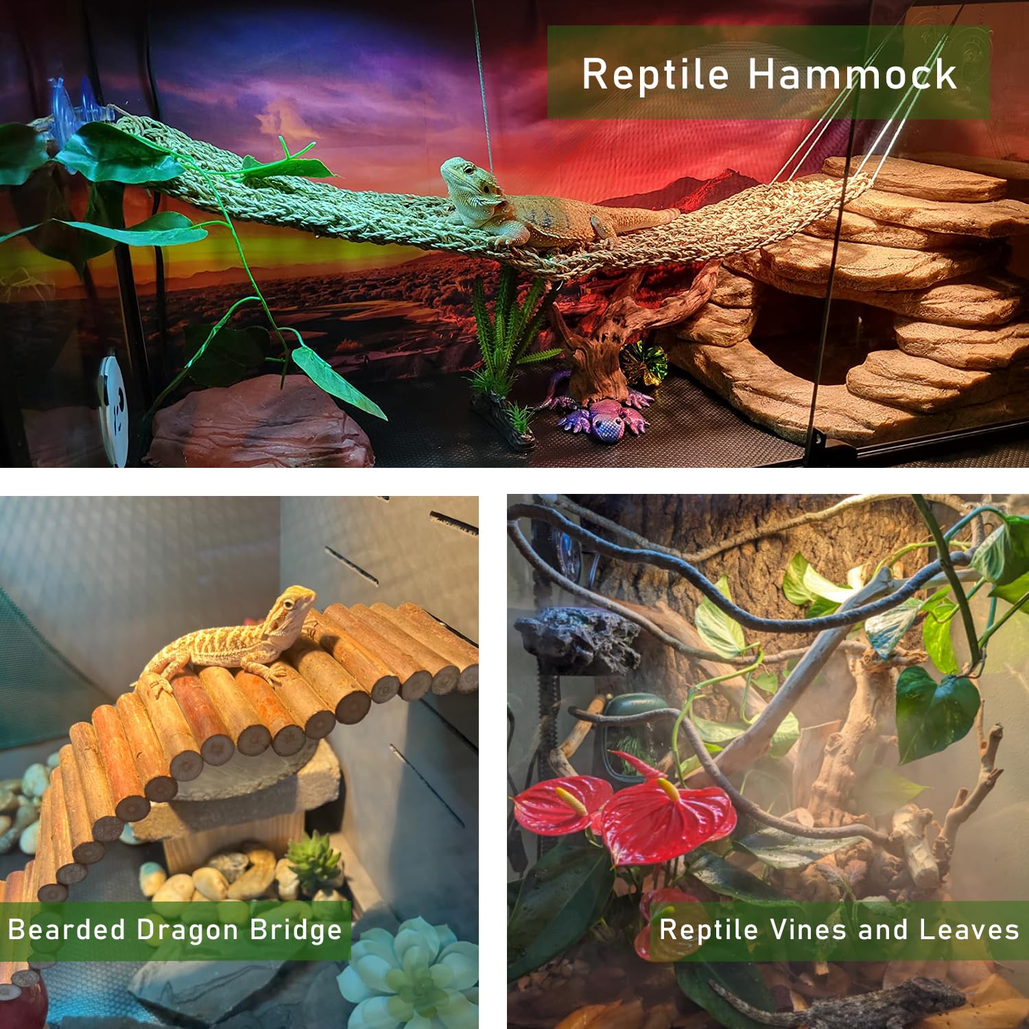 TankMatDecor hanging plant adds natural foliage for a realistic habitat
