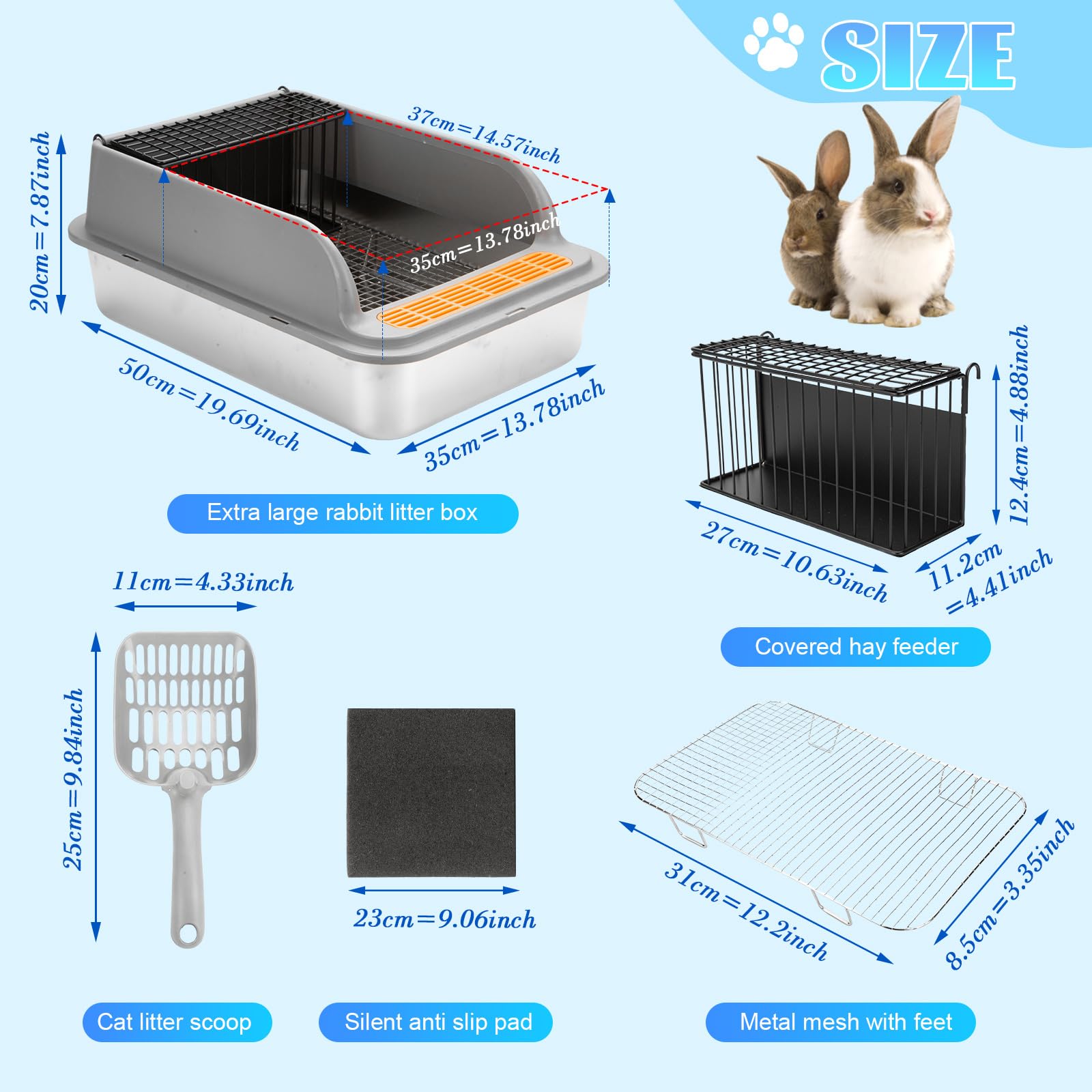 TAOKEKE assembled rabbit litter box kit ready for quick setup.