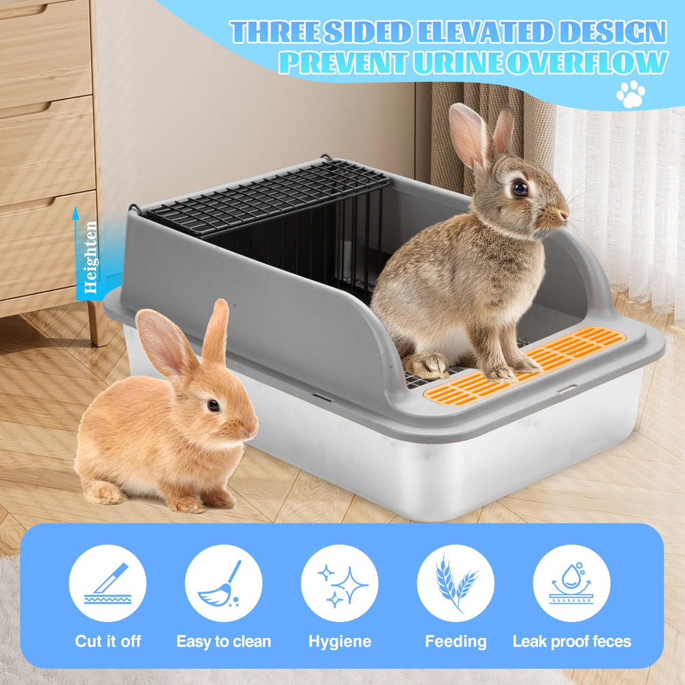 TAOKEKE stainless steel litter box raised grid keeps paws clean and waste separated.