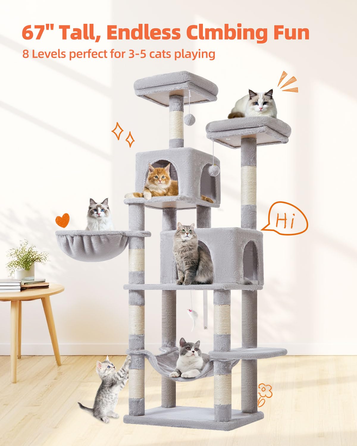 Taoqimiao five-story design maximizes vertical space for multi-cat homes.