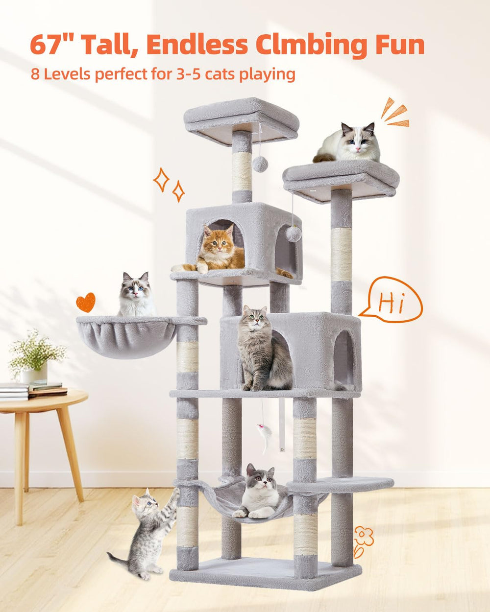 Taoqimiao five-story design maximizes vertical space for multi-cat homes.