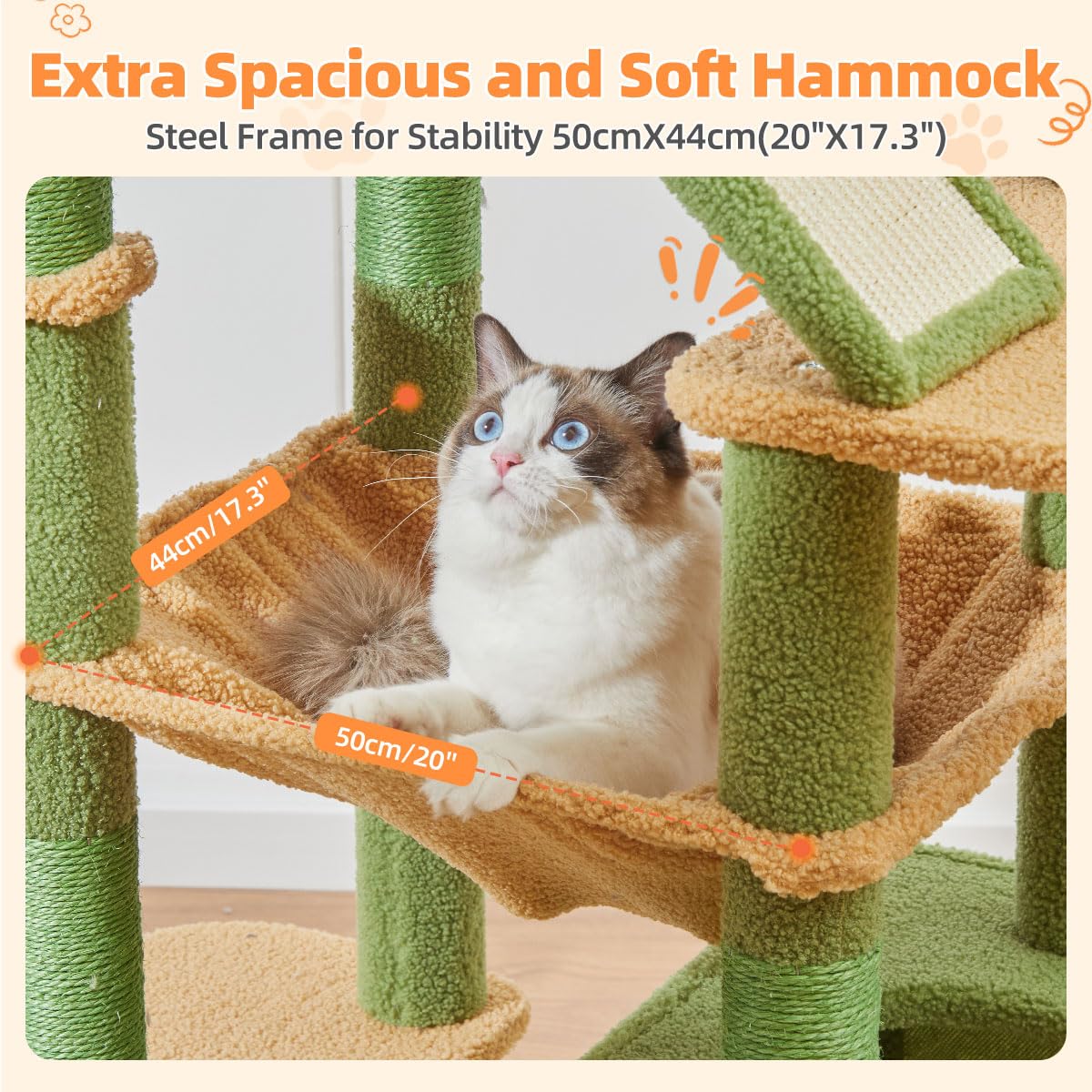 Eight sisal posts on Taoqimiao cactus cat tree support claws and play