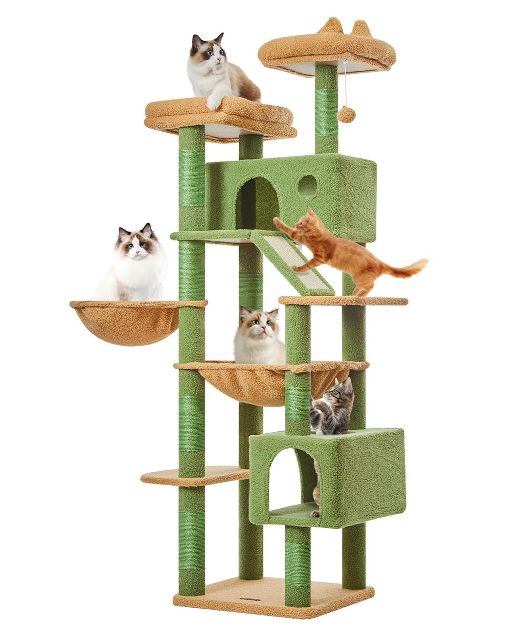 Anti-tip base on Taoqimiao cactus cat tree ensures stable daily use