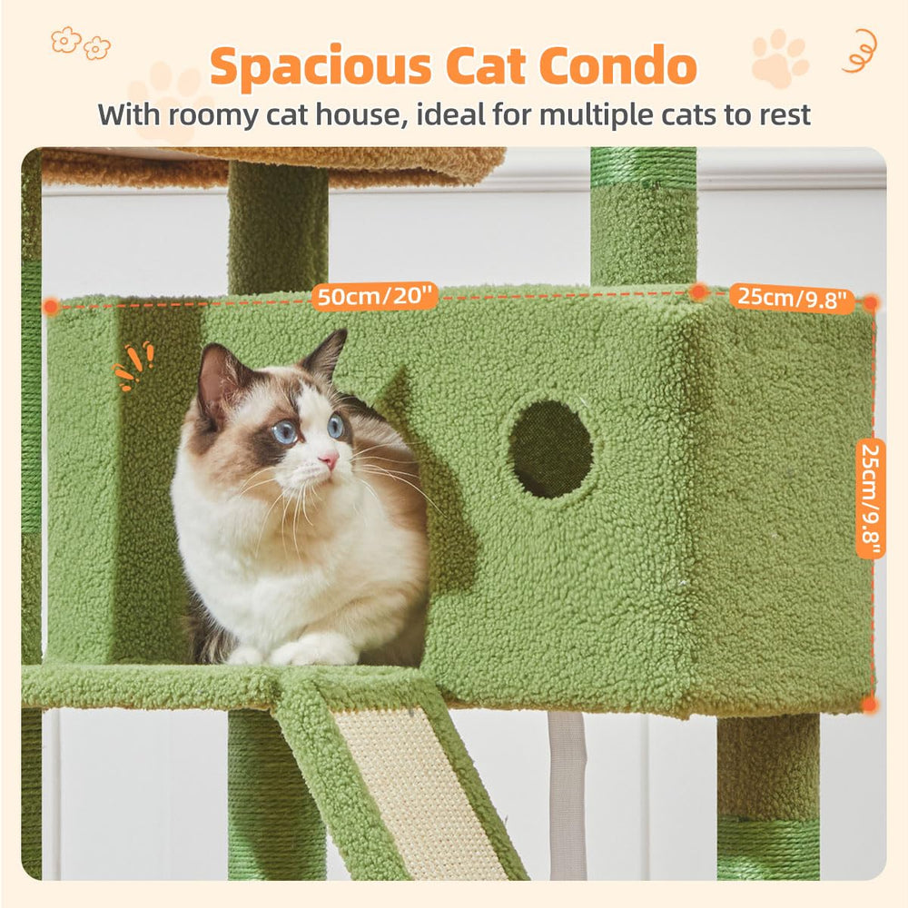 Taoqimiao Cactus Cat Tree cozy hammock for comfortable naps