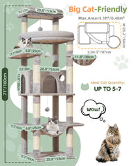Taoqimiao cat tree with three-platform design for multi-level lounging