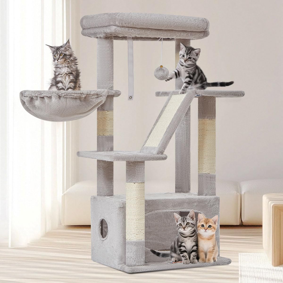 Taoqimiao cat tree 38.2-inch tower ideal for kittens and indoor cats