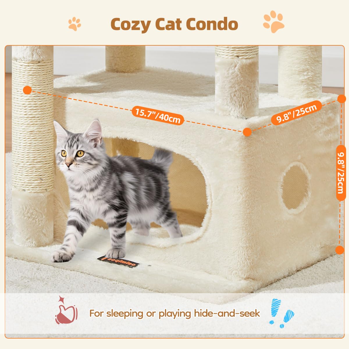 Taoqimiao cat tree 38-5 inch luxury perch with raised edges for a better view