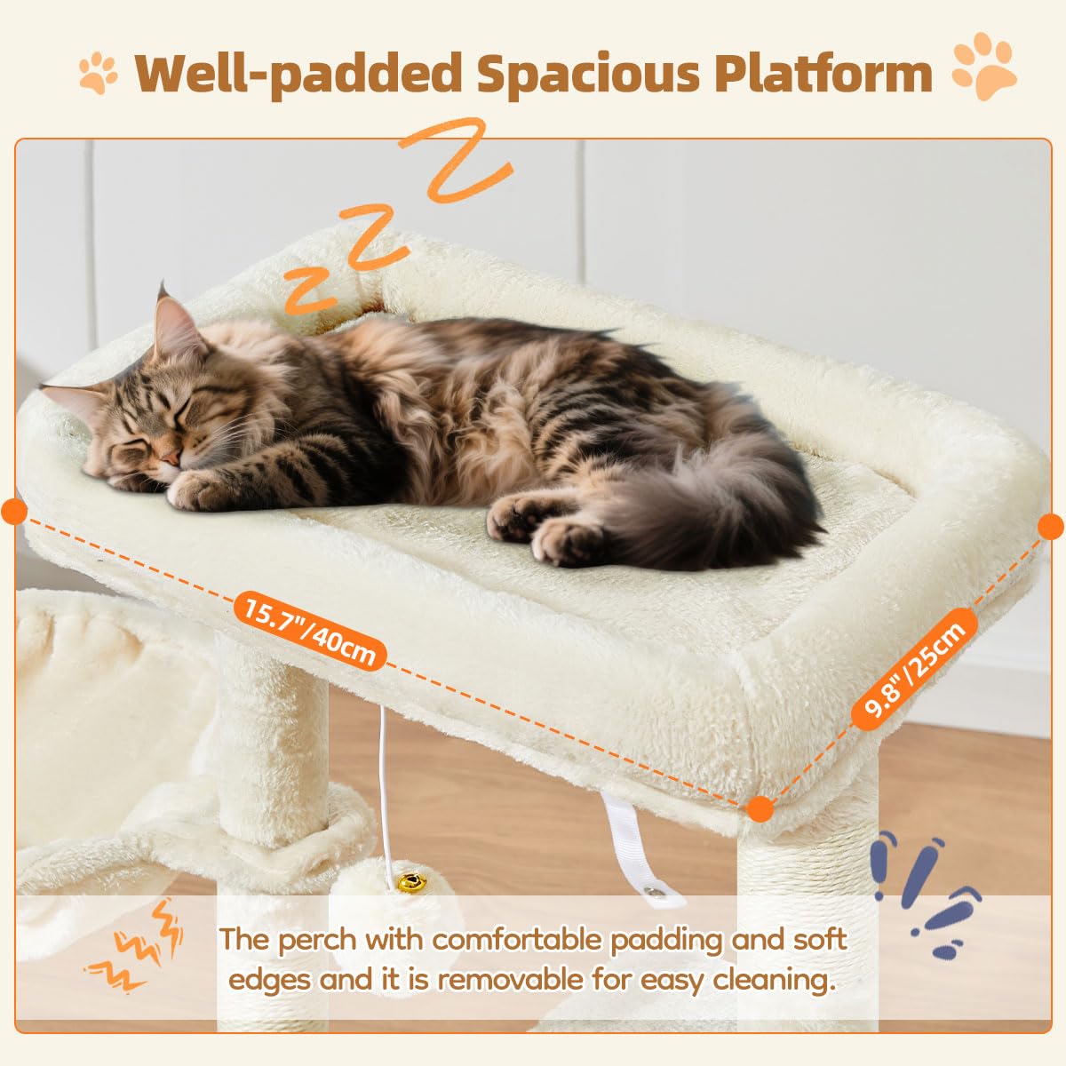 Taoqimiao cat tree 38-5 inch soft plush bed for comfy naps