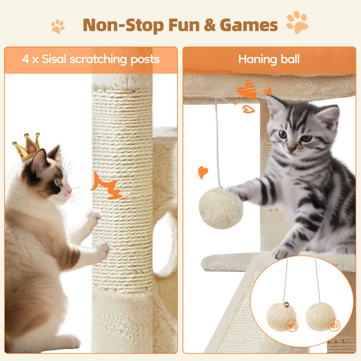 Taoqimiao cat tree 38-5 inch three level design for exploration