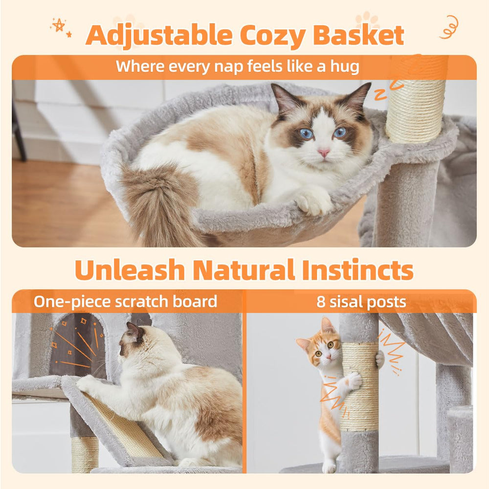 Taoqimiao cat tree anti-tip design adds stability during active play