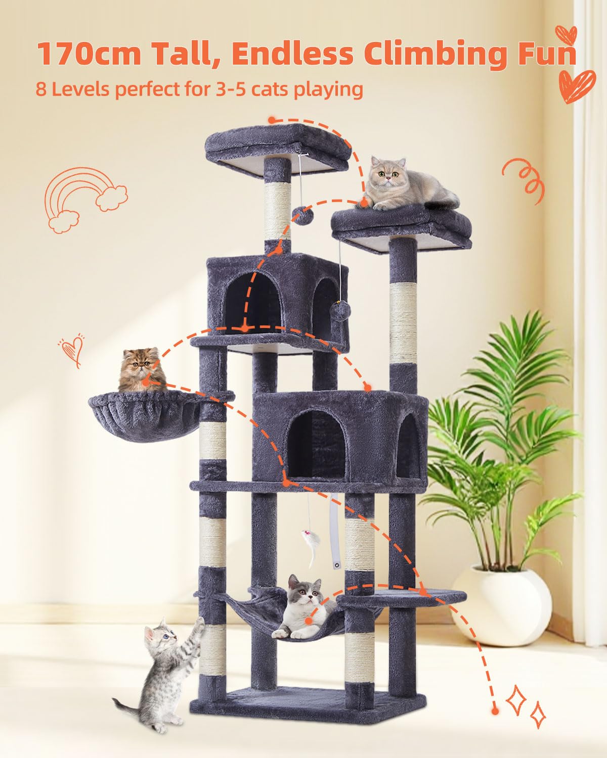 Taoqimiao hammock wrap provides cozy lounging for relaxed cats