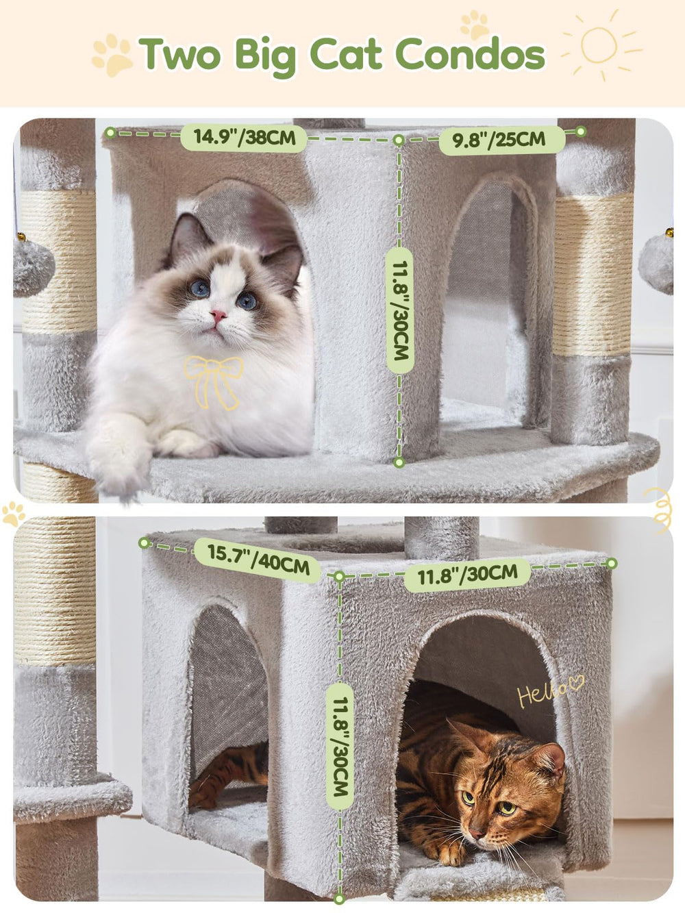 Taoqimiao metal hammock on cat tree for roomy lounging