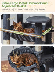 Top perches on Taoqimiao cat tree with anti-slip fabric for safe elevated viewing.