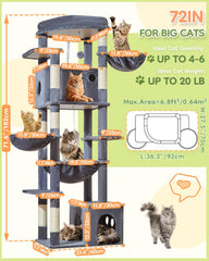 Taoqimiao cat tree features double condos for private lounging of large cats.