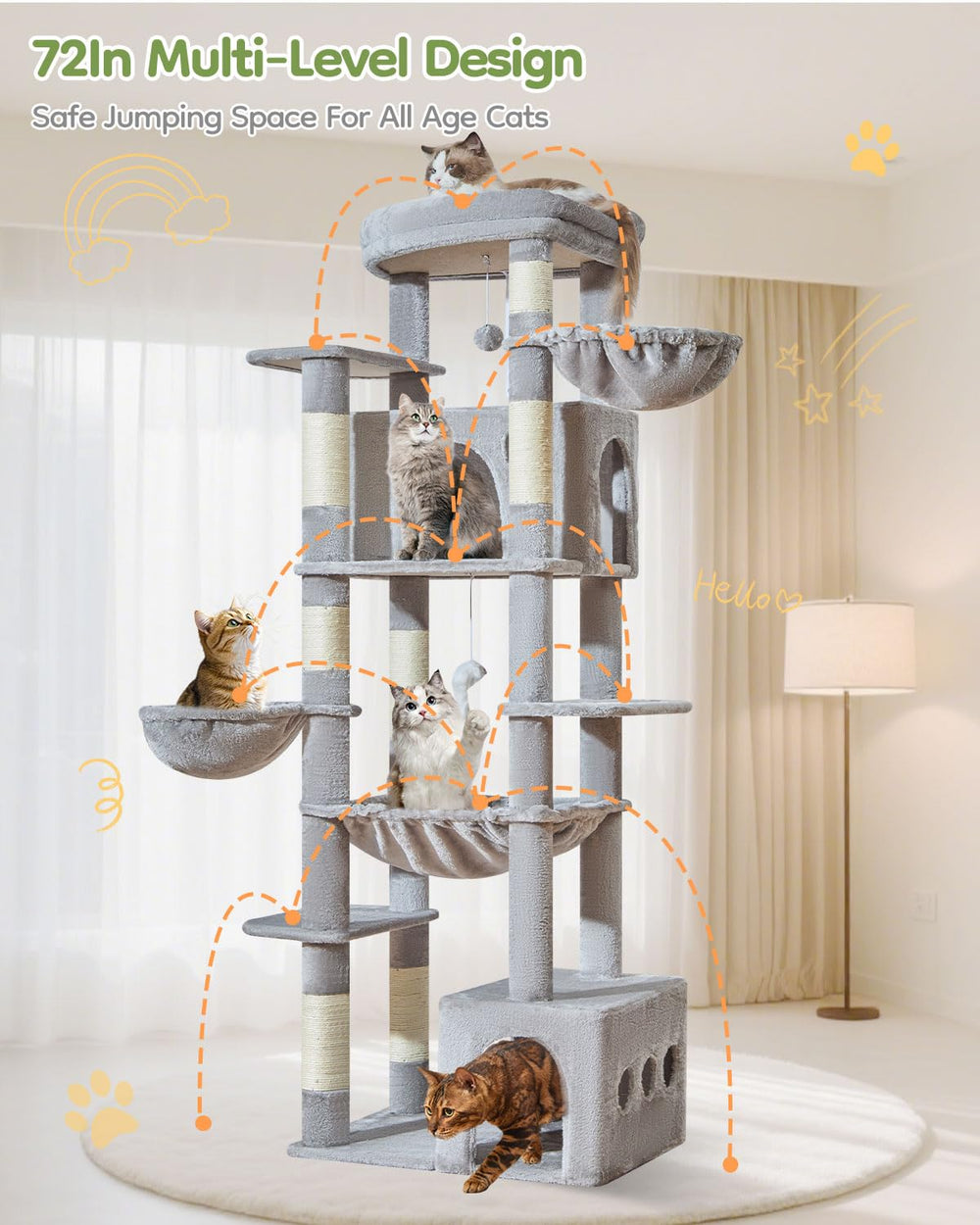 Taoqimiao extra-sized platforms invite climbing, lounging, and observation.