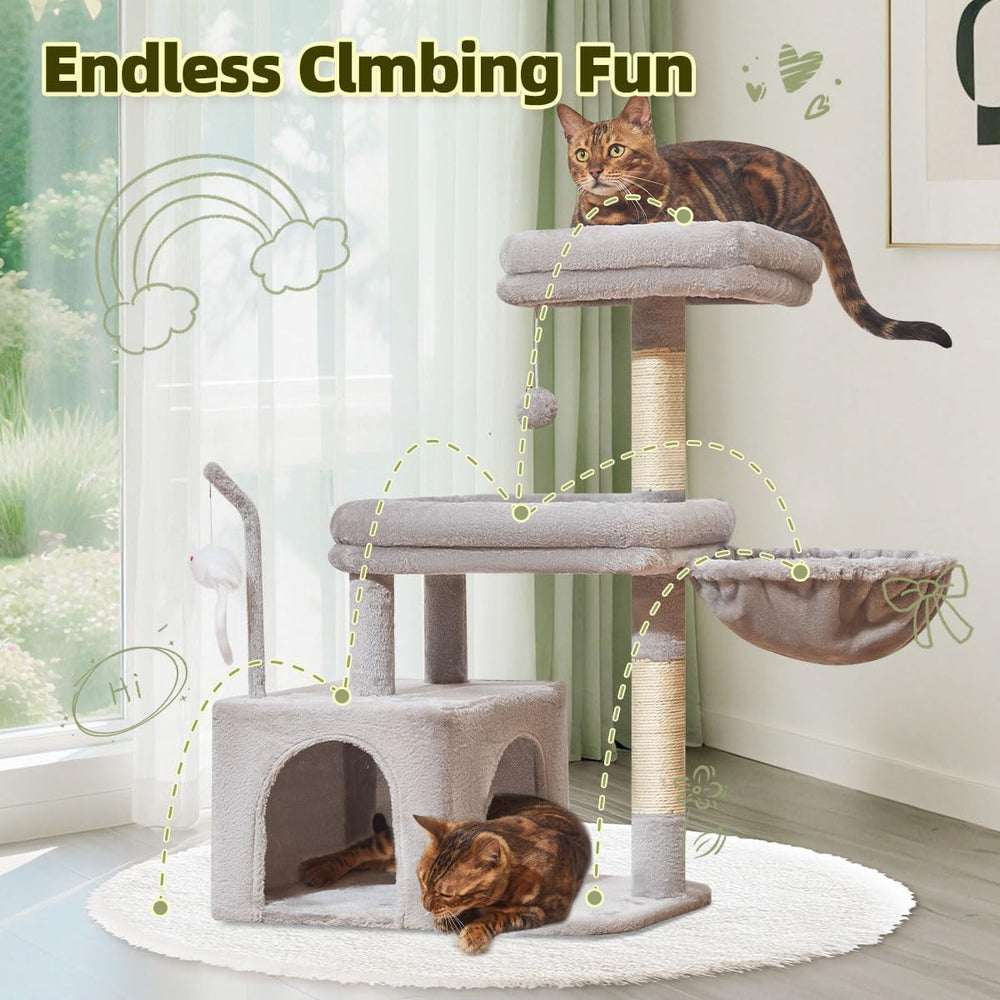 Taoqimiao MS043W indoor cat tree fits small to medium spaces with multiple levels