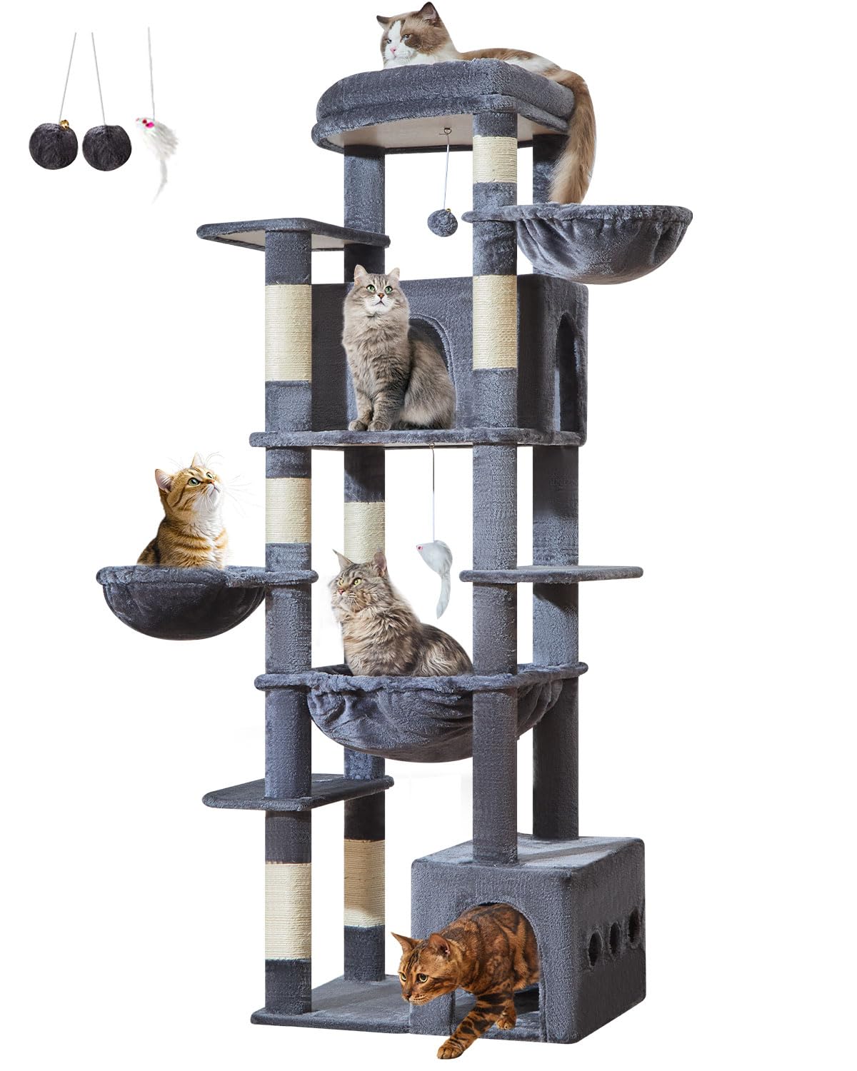 Taoqimiao smoky-gray cat tree blends with modern interiors and invites exploration.