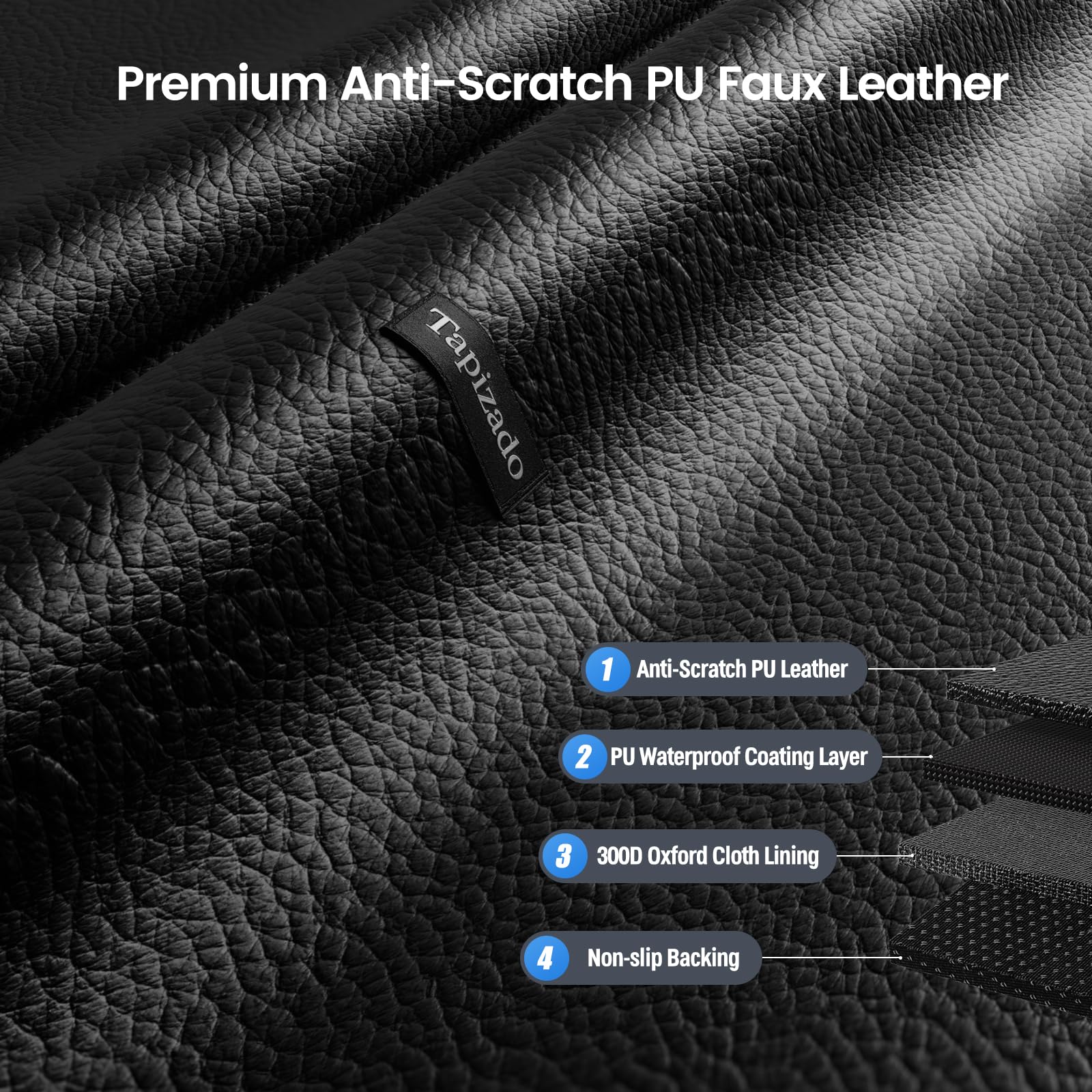 Tapizado non-slip backing keeps the liner in place on rough roads.