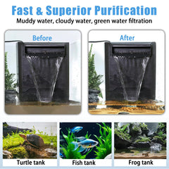 Tararium 290GPH Turtle Filter bottom suction draws debris from the substrate