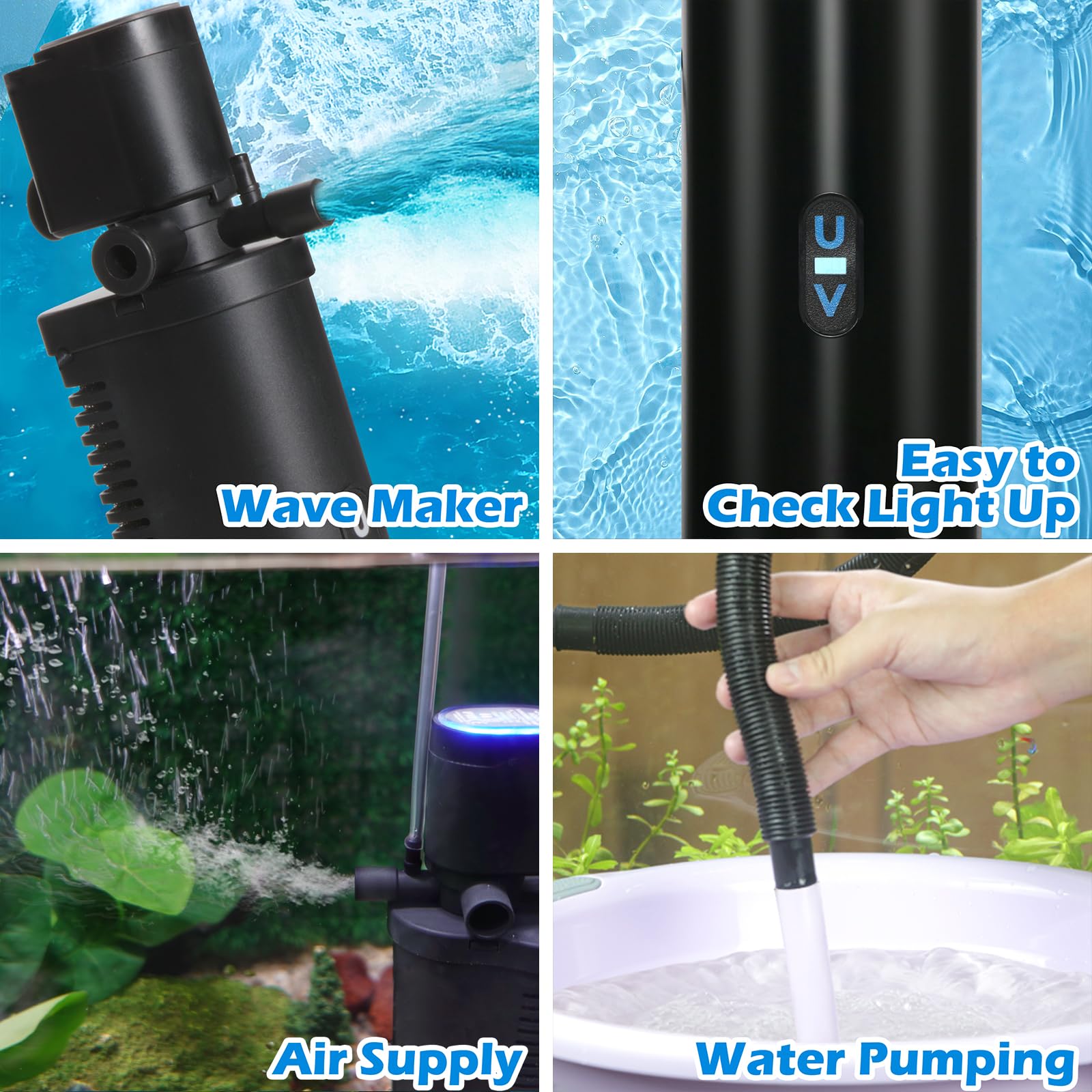 TARARIUM U-V Filter 158GPH outlet-direction close-up demonstrates gentle water movement.