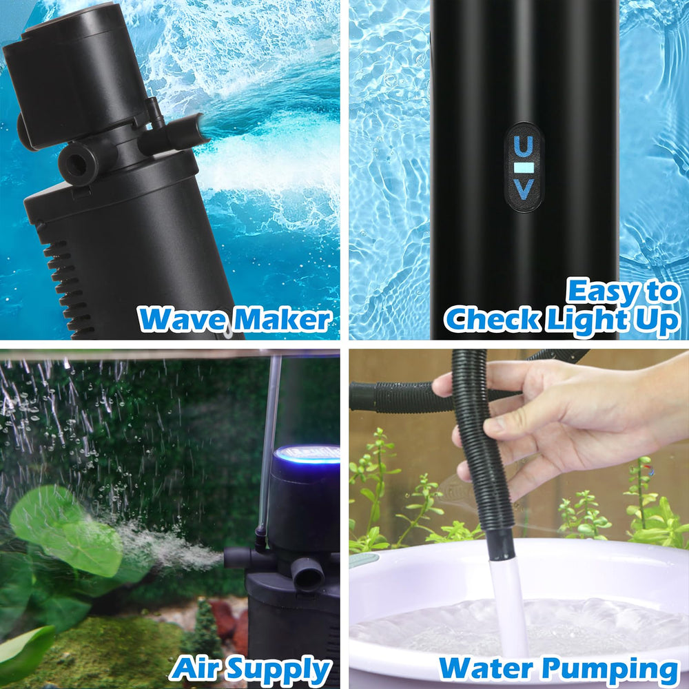 TARARIUM U-V Filter 158GPH outlet-direction close-up demonstrates gentle water movement.
