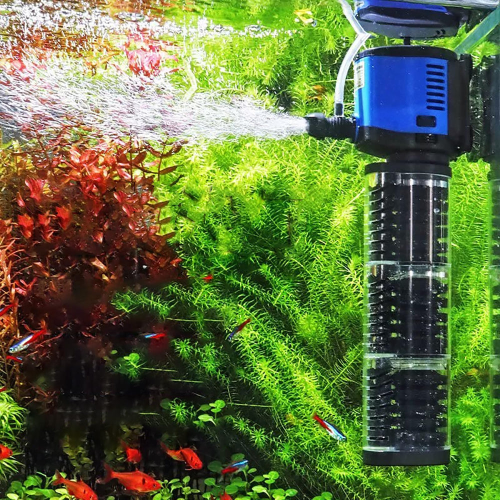 Tararium fish tank filter front view shows a compact submersible design for crystal-clear water.