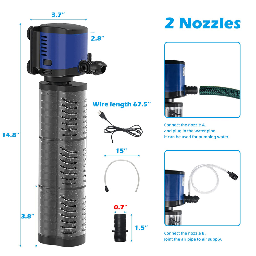 Tararium Pond Pump 660GPH fountain function highlights versatile use in ponds.