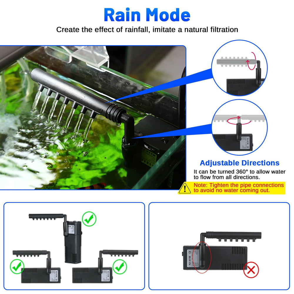 TARARIUM rainwater and aerator modes provide calm flow and added oxygen in the tank