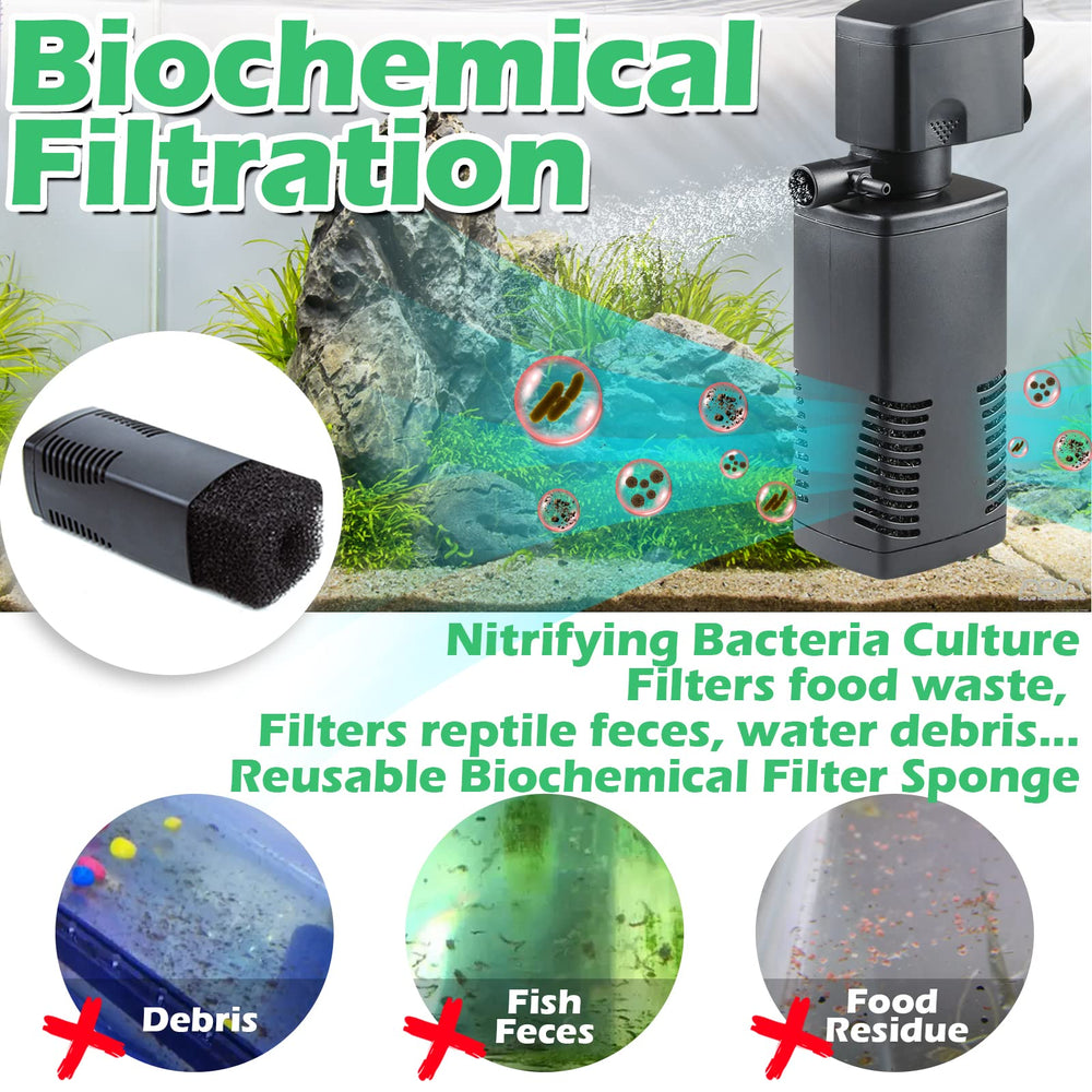 TARARIUM submersible aquarium pump delivers steady circulation for healthy tank dynamics.