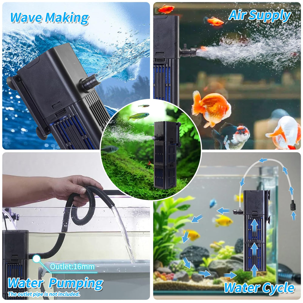 TARARIUM ultra-quiet aquarium pump at 38 dB keeps tanks peaceful for fish and turtles