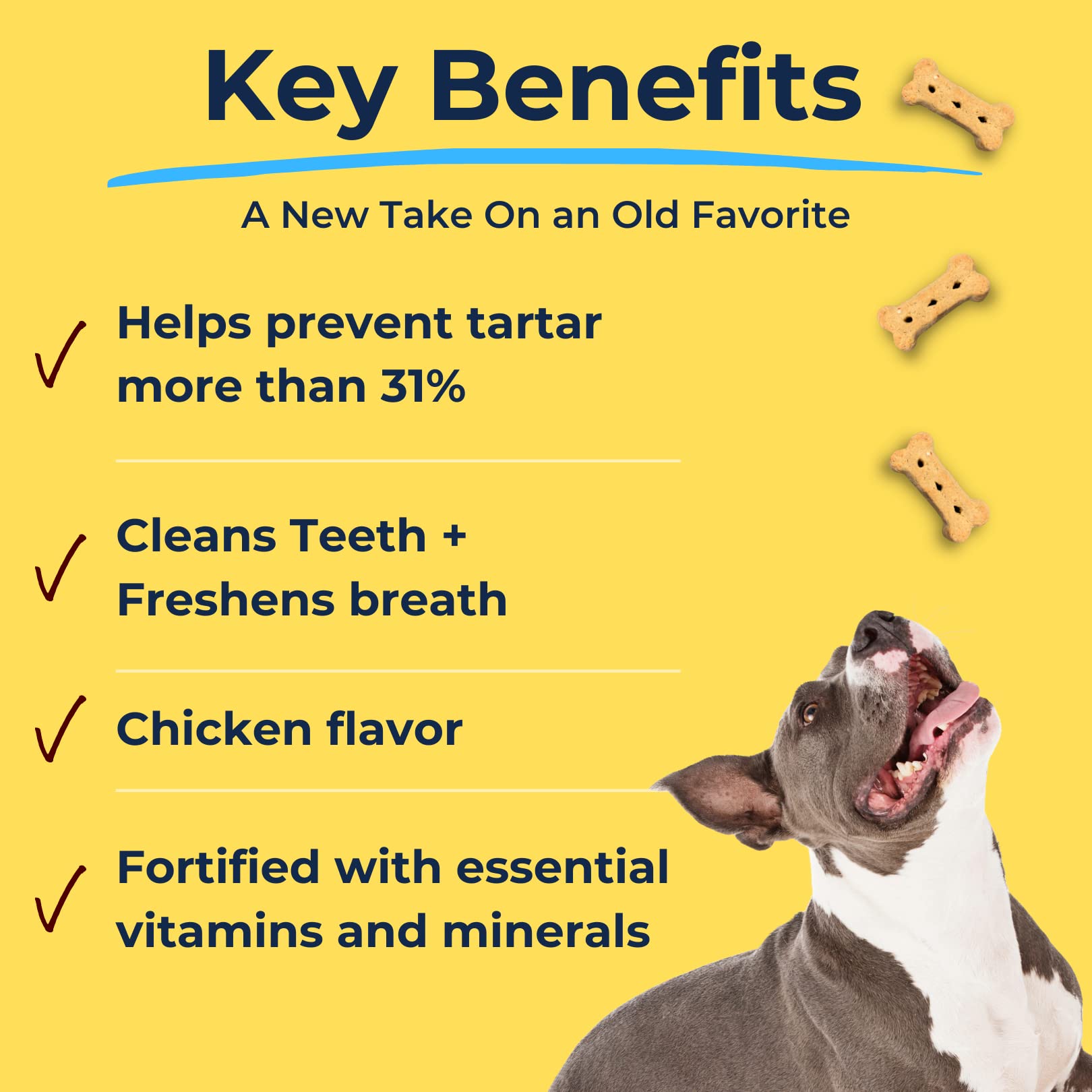 Tartar Shield chicken-flavored biscuits in bowl for daily dental care