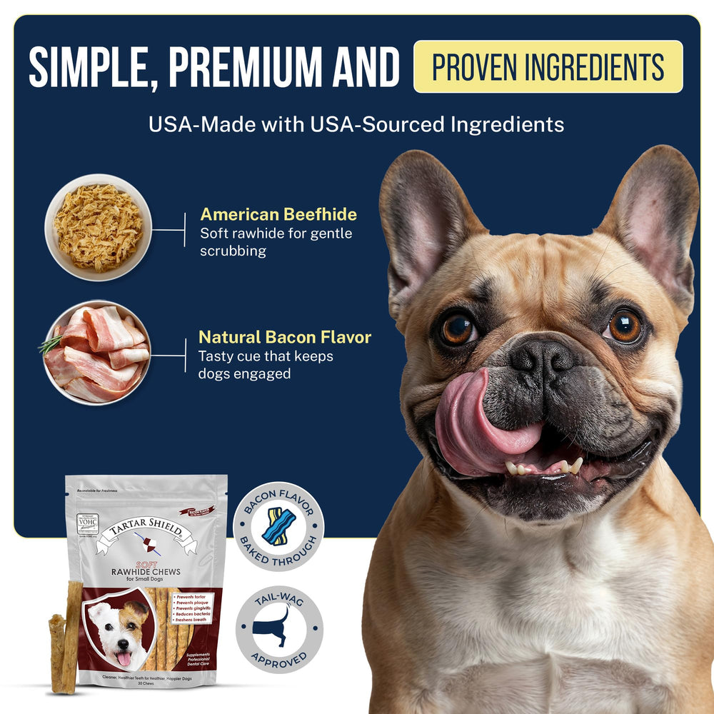 Tartar Shield soft texture chews are easy for small breeds to nibble